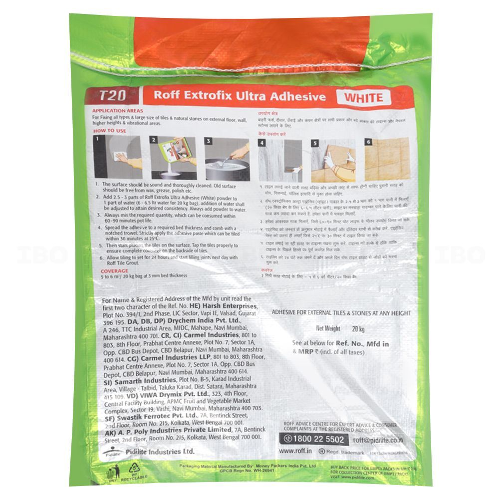 Roff Extrofix Ultra (T20) 20 kg White Tile Cementitious Adhesive