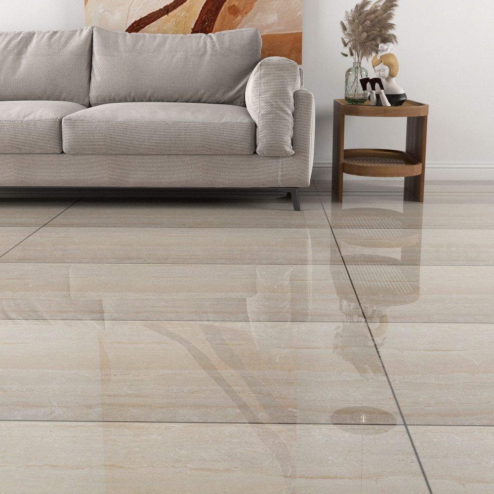 Sunhearrt Travertino Royal Glossy 1200 mm x 600 mm GVT Tile