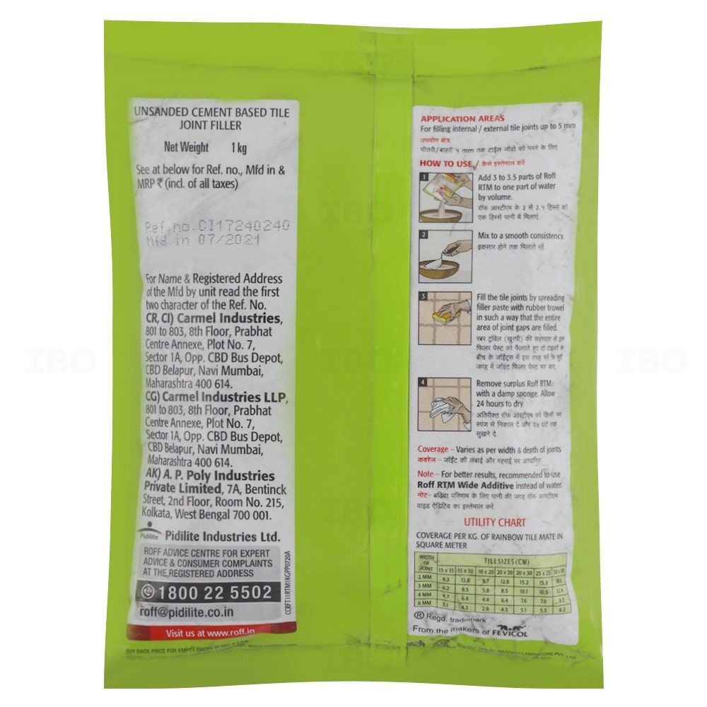Roff Rainbow Tile Mate 1 kg Jet Black Tile Cementitious Grout