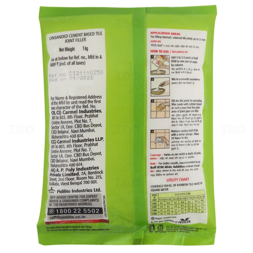 Roff Rainbow Tile Mate 1 kg New Ivory Tile Cementitious Grout