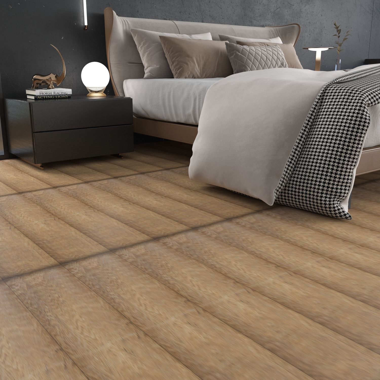 Sunhearrt Kingwood Brown Textured 1200 mm x 200 mm GVT Tile