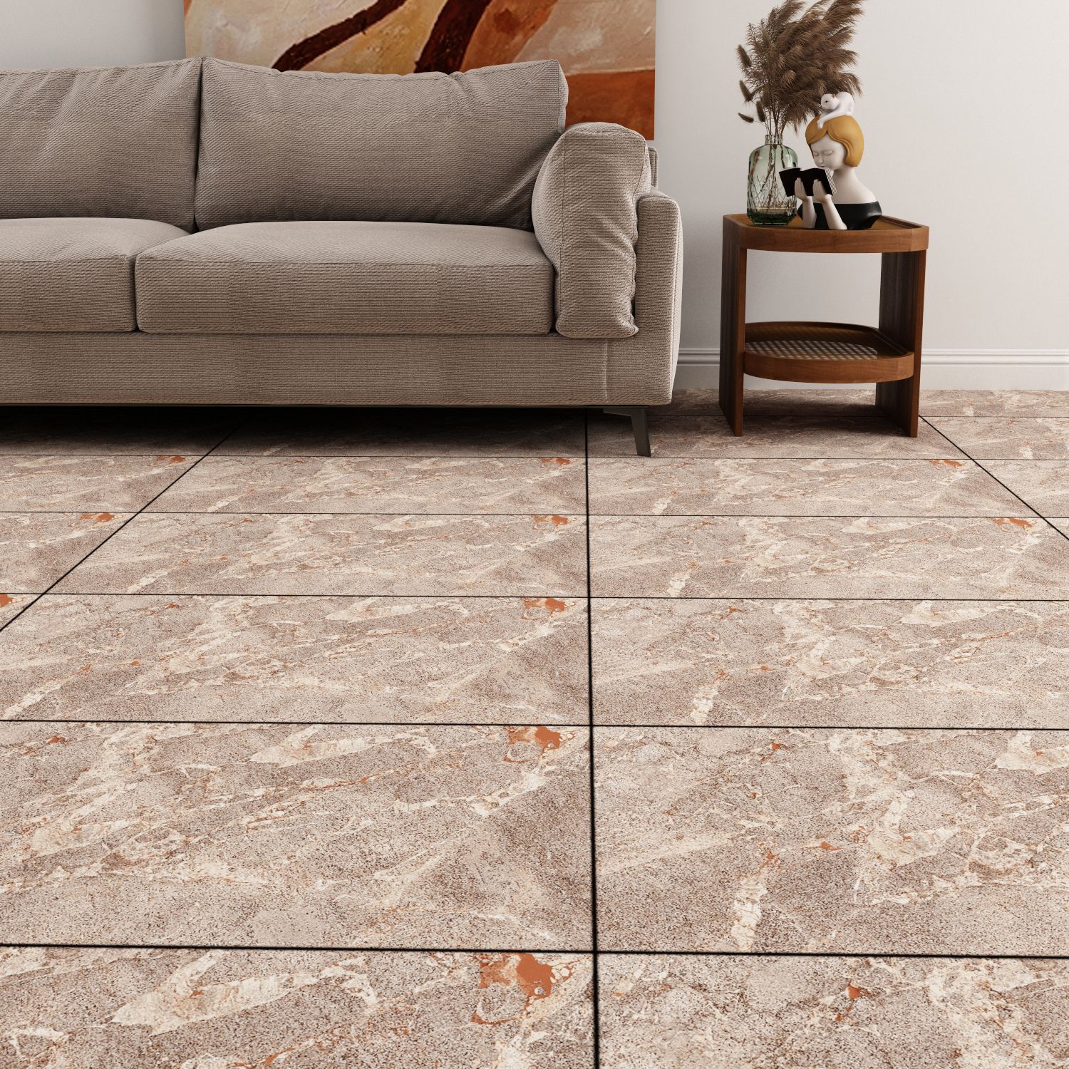 Sunhearrt Amplitude Beige Glossy 1200 mm x 600 mm GVT Tile