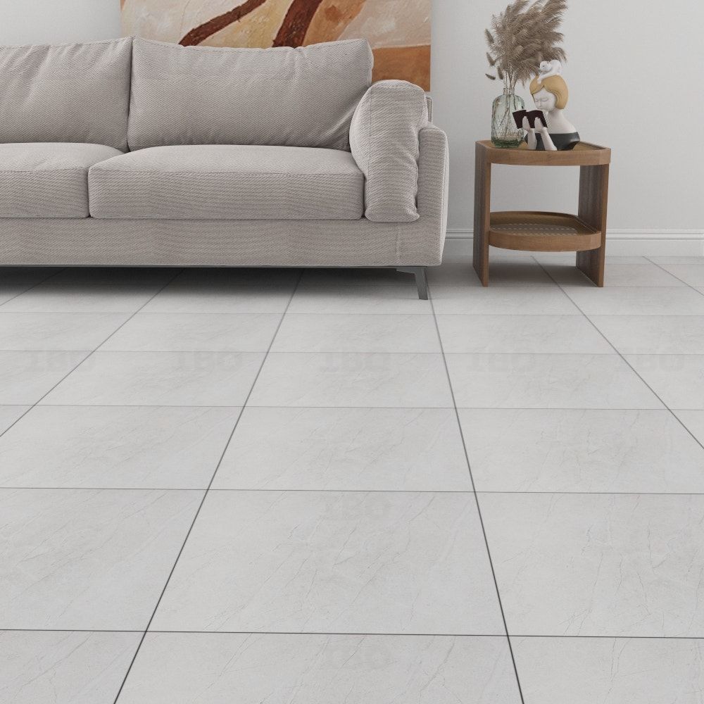 Sunhearrt Elapse White Matte 600 mm x 600 mm GVT Tile