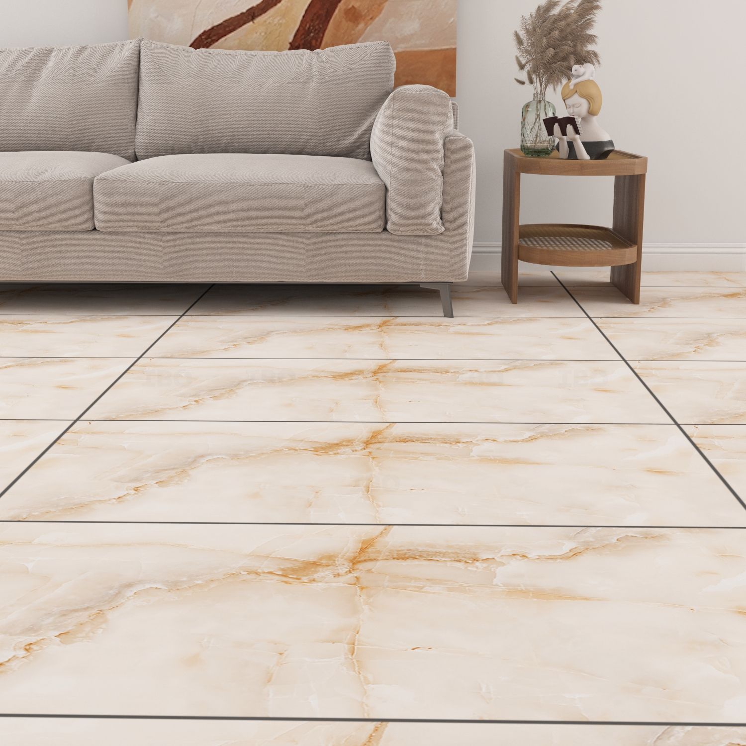 Somany Duragres Grande Valor Gemstone Honey FP Glossy 1200 mm x 600 mm GVT Tile