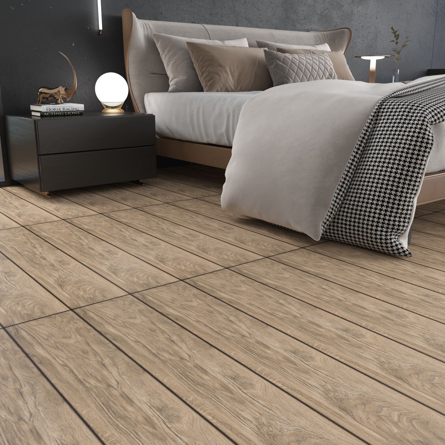 Sunhearrt Bostan Brown Textured 1200 mm x 200 mm GVT Tile