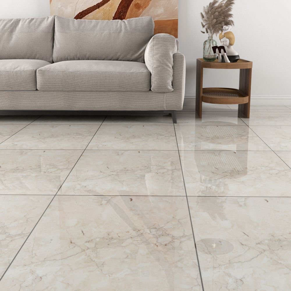 Sunhearrt Teler Crema Glossy 600 mm x 600 mm GVT Tile